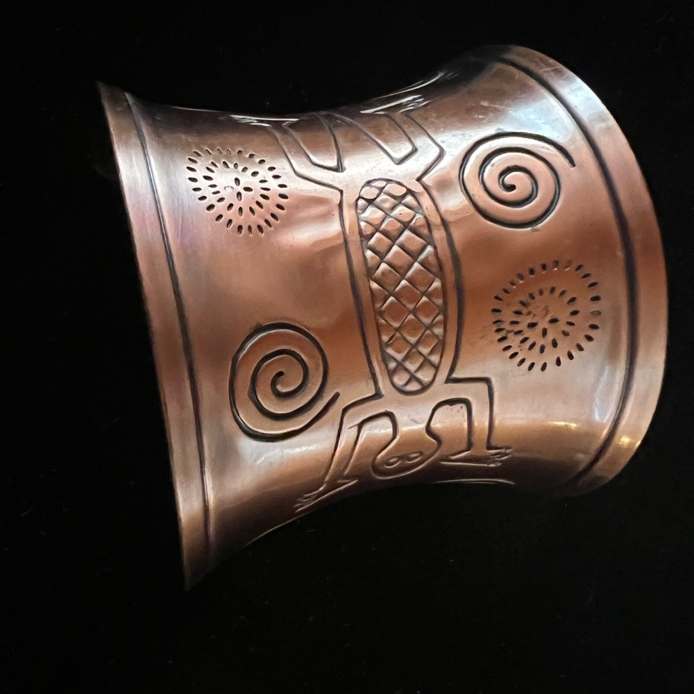 Vintage Engraved Native American themed Copper Cuff